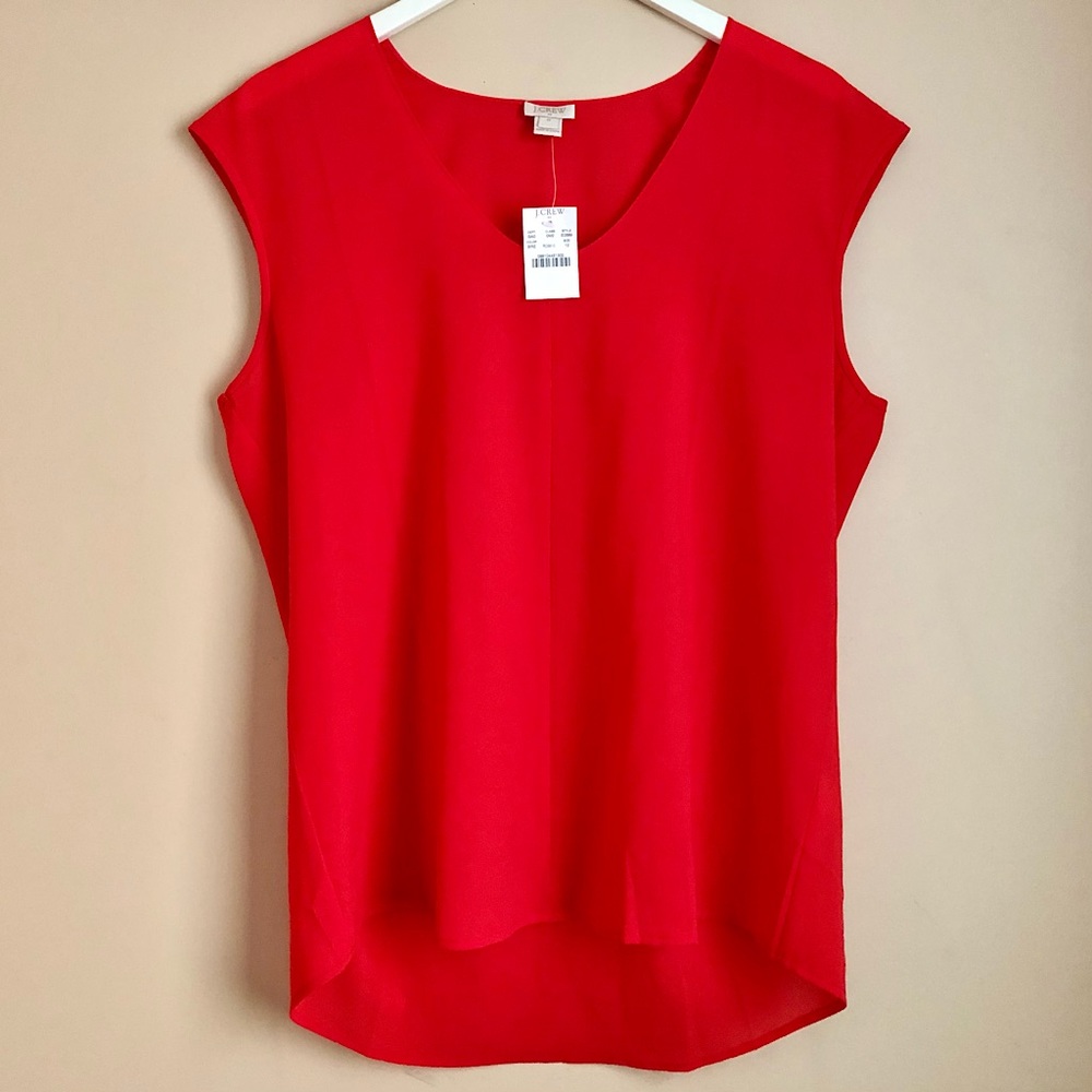 J. CREW Semi-Sheer Cap-Sleeve Shirt-Tail Blouse 🏵